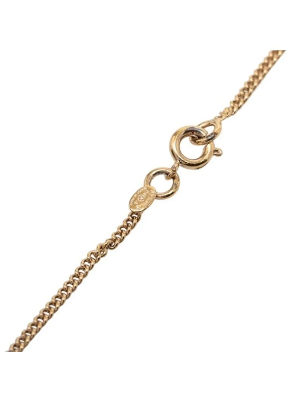 Chanel CC Logo Pendant Necklace Gold Red Plated Enamel - Picture 4 of 5